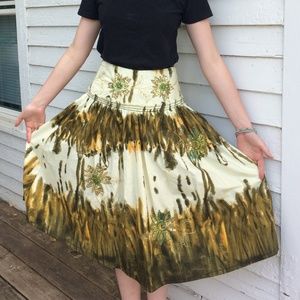Retro Sequin Skirt Autumn Leaf Painted Cotton 4 Bernardo